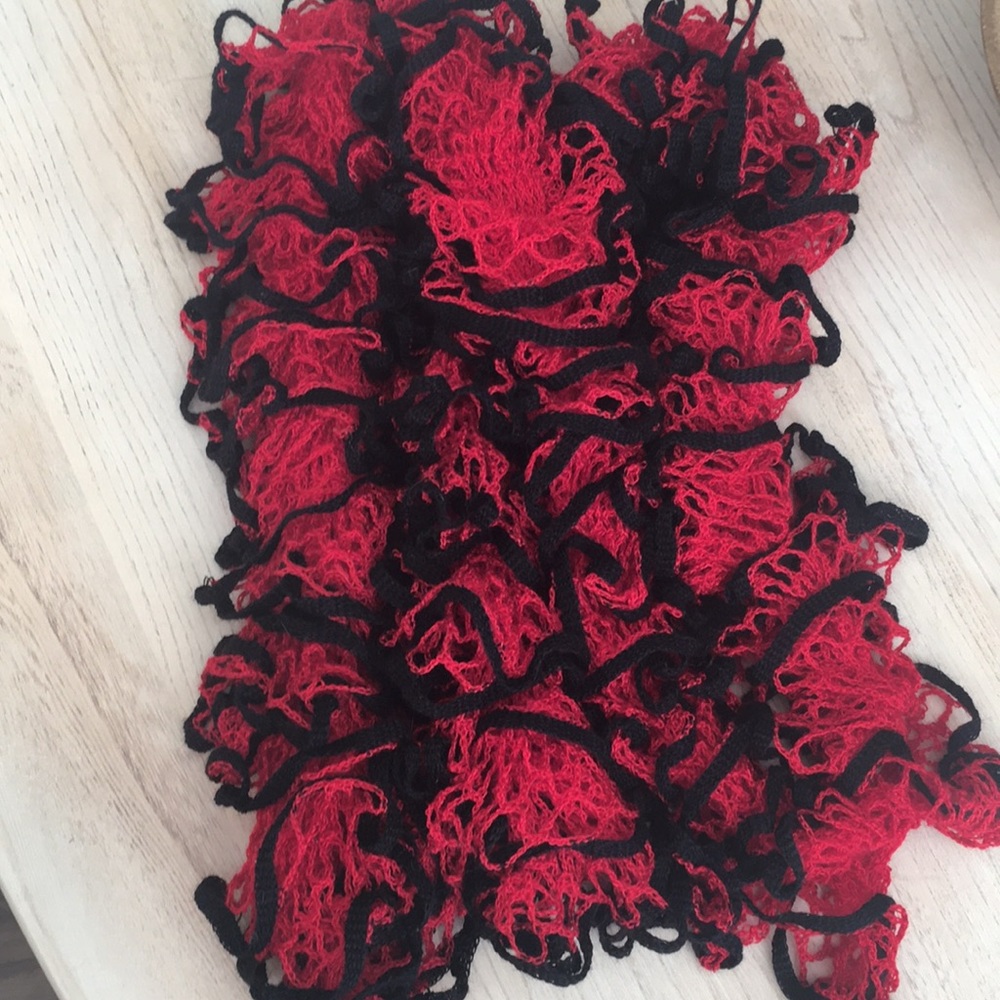 Red and black scarf!